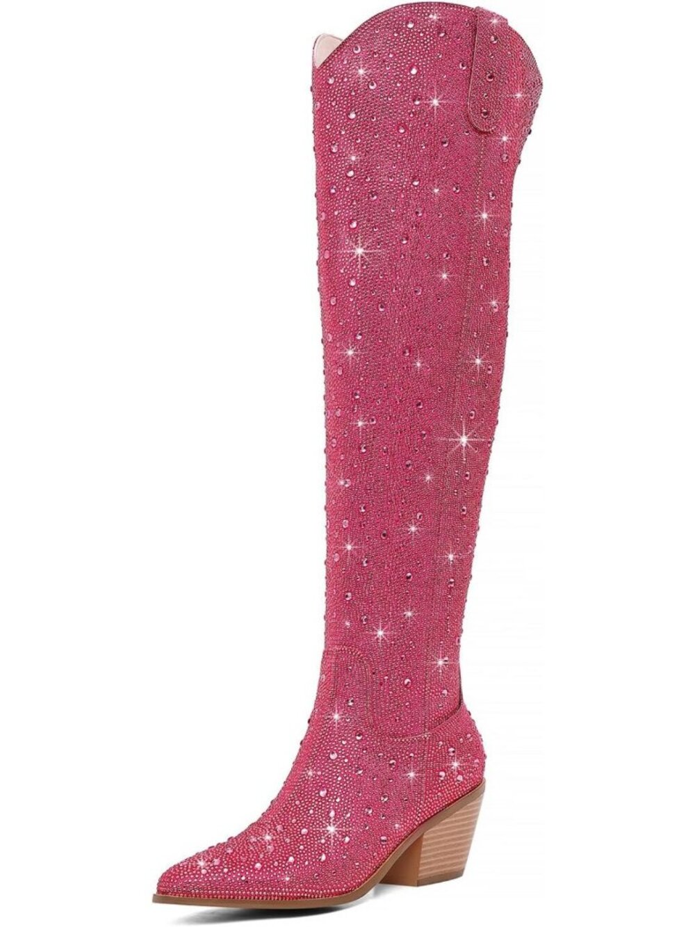 Sparkly Rhinestone Over the Knee Cowboy Boots, Bling Thigh High Western Boots